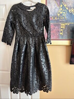 Molly Bracken Black Floral Laser-Cut Overlay Dress